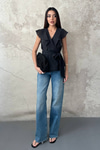 Black Blouse With Tie Waist