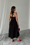 Black Halter Neck Linen Dress