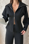 Black Zip-Up Two-Piece Set