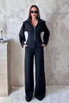 Black Zip-Up Two-Piece Set
