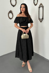 Black Covered Yarn Blouse And Skirt Set