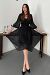 Black Shimmering Asymmetrical Dress