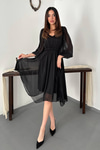 Black Shimmering Asymmetrical Dress