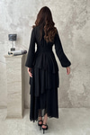 Black Layered Dress with Waist Detail