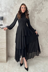 Black Layered Dress with Waist Detail
