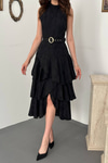 Black Layered Ruffled Dress
