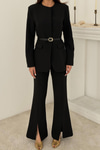 Black Belted Jacket and Trousers Suit