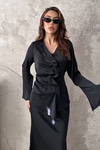 Black Satin Two-Piece Set