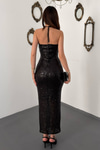 Black Backless Sequin Dress