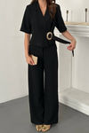 Black Single Buckle Jacket And Trousers Set