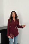 Toptan Bordo Belden Oturtmalı Blazer Ceket