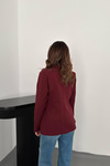 Toptan Bordo Belden Oturtmalı Blazer Ceket