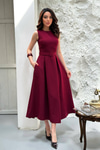 Toptan Bordo Halter Yaka Kloş Elbise