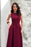 Toptan Bordo Halter Yaka Kloş Elbise