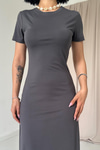 Toptan Gri Basic Elbise