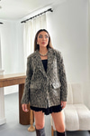 Toptan Leopar Leopar Yünlü Ceket