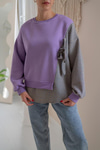 Lila Çizgili Gömlekli Sweatshirt