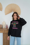 Siyah Baskılı Sweatshirt