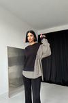 Siyah Çizgili Gömlekli Sweatshirt