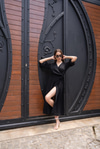 Black Belted Half Sleeve Dress