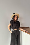 Toptan Siyah Modal Bluz Ve Pantolon Takım