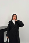 Toptan Siyah Reglan Kollu Süet Trençkot
