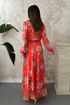 Orange Floral Chiffon Dress