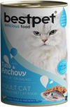 Bestpet Yetişkin Kediler İçin, Taze Tuna Balıklı, Taze Hamsi Parça Etli Ve Soslu Yaş Mama 400 gr