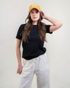 C2 Nakışlı Basic Tshirt-Siyah