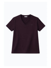C2 Nakışlı V Yaka Oversize Tshirt- Kahverengi