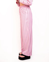 Capri Poplin Çizgili Pantolon-Pembe Kahve