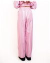 Capri Poplin Çizgili Pantolon-Pembe Kahve