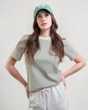 CII Çizgili Basic Tshirt- Beyaza Yeşil Çizgili