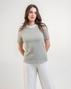 CII Çizgili Basic Tshirt- Beyaza Yeşil Çizgili