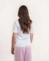 CII Nakışlı Basic Tshirt- Beyaza Ekru Nakış