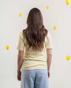 CII Nakışlı Basic Tshirt- Butter Yellow Ekru Nakış