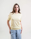CII Nakışlı Basic Tshirt- Butter Yellow Ekru Nakış