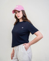 CII Nakışlı Basic Tshirt- Lacivert Ekru Nakış