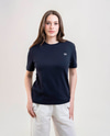 CII Nakışlı Basic Tshirt- Lacivert Ekru Nakış