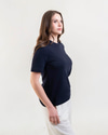 CII Nakışlı Basic Tshirt- Lacivert Ekru Nakış