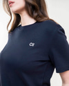 CII Nakışlı Basic Tshirt- Lacivert Ekru Nakış