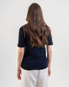 CII Nakışlı Basic Tshirt- Lacivert Ekru Nakış