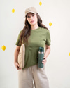 CII Nakışlı Basic Tshirt- Matcha