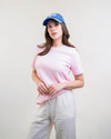 CII Nakışlı Basic Tshirt- Pembe Ekru Nakış
