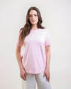 CII Nakışlı Basic Tshirt- Pembe Ekru Nakış