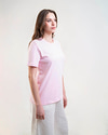 CII Nakışlı Basic Tshirt- Pembe Ekru Nakış