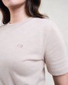 CII Nakışlı Basic Tshirt-Pudra