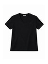 CII Nakışlı V Yaka Oversize Tshirt- Siyah