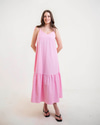 Ibiza Volanlı Poplin Elbise-Pembe