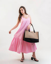 Ibiza Volanlı Poplin Elbise-Pembe